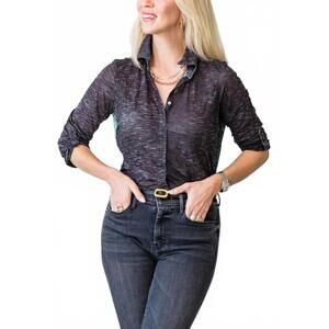 NEW DAVID CLINE roll up crushed shirt in tiger